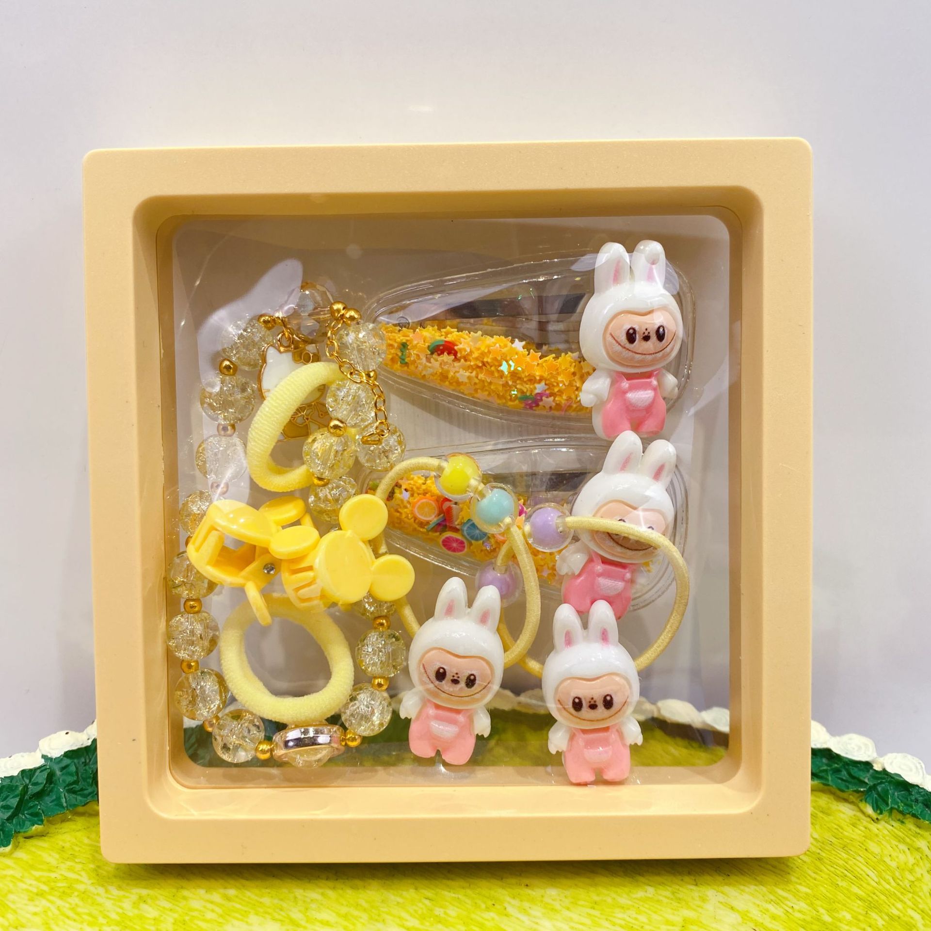 新款哒布布水晶手链卡通皮筋发夹饰品套装可爱少女心装扮时尚精品详情3