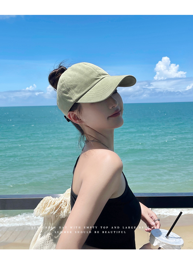 半空顶棒球帽女生可扎马尾辫显脸小鸭舌帽子春夏季防晒运动帽露思详情6