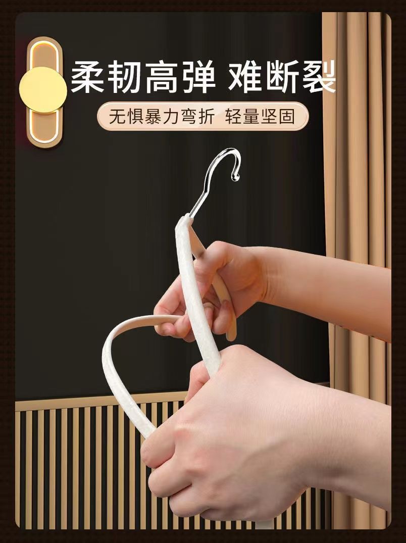 植绒衣架半圆防肩角衣挂家用防滑无痕弧形衣撑大衣整理师专用衣架详情4