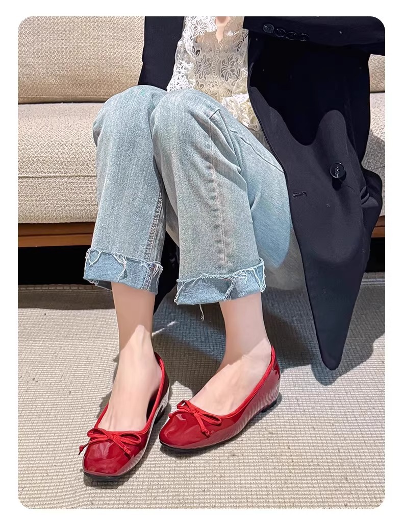小个子蝴蝶结红色漆皮单鞋女鞋子2025年春秋新款内增高芭蕾舞婚鞋详情10