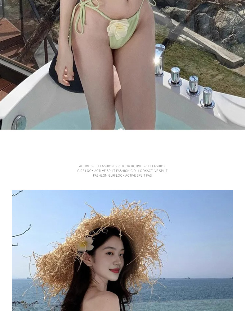 新款泰国泳衣黄色罩衫度假长裙比基尼拍照绝美高级感温泉泳衣-125092详情12