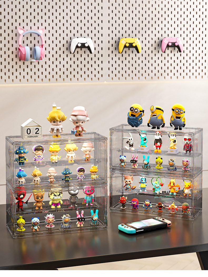 盲盒集装箱收纳盒防尘加厚透明亚克力展示架泡泡玛特手办展示盒详情11