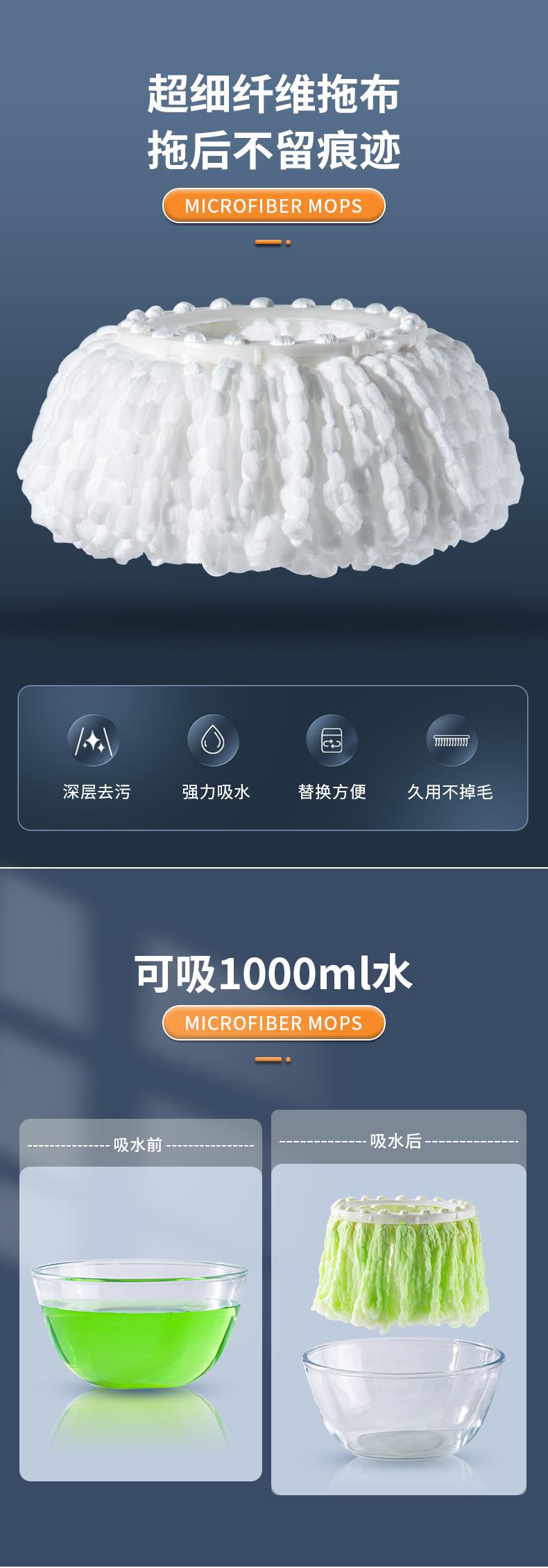 旋转拖把一拖净家用2024新款免手洗拖地神器拖布桶甩干拖把桶墩布详情11