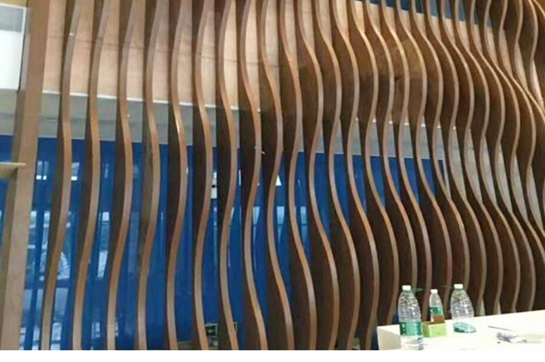 Arc-shaped aluminum square tube aluminum single panel curtain wall, shaped aluminum plate, bent aluminum square tube exterior wall, storefront background, wavy aluminum single panel pic 17