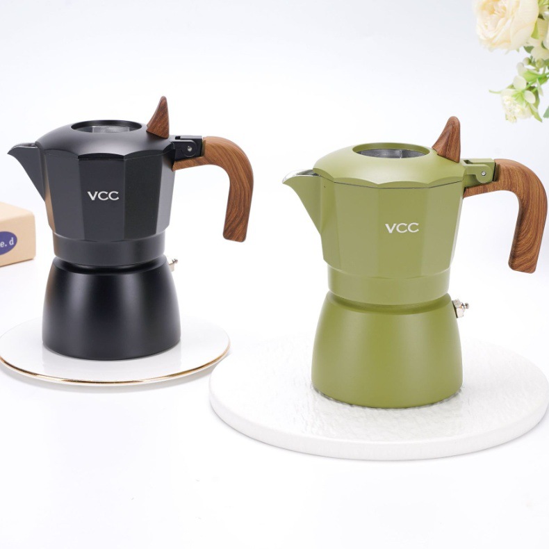 Double-valve Mocha pot Italian coffee maker, outdoor concentrated extraction hand-brewed, camping retro pot equipment, custom coffee machine pic 2