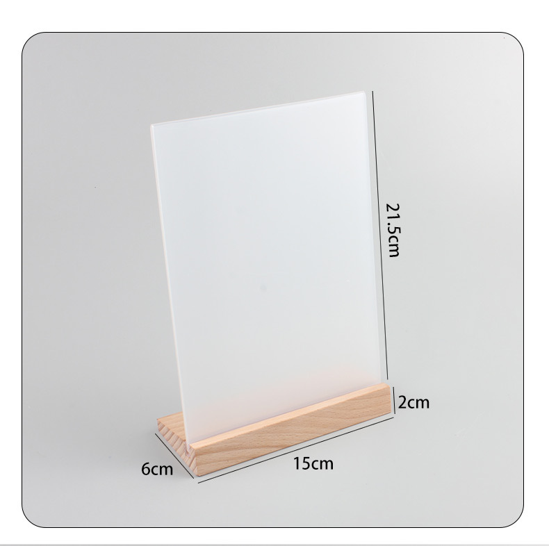 L-shaped beech wood table sign, table card, acrylic A4, milk tea shop menu, wooden table sign, wooden table tag, display stand base, tea drink store dish introduction, standing seat, coffee shop table sign display stand, Western restaurant dish description display support pic 2