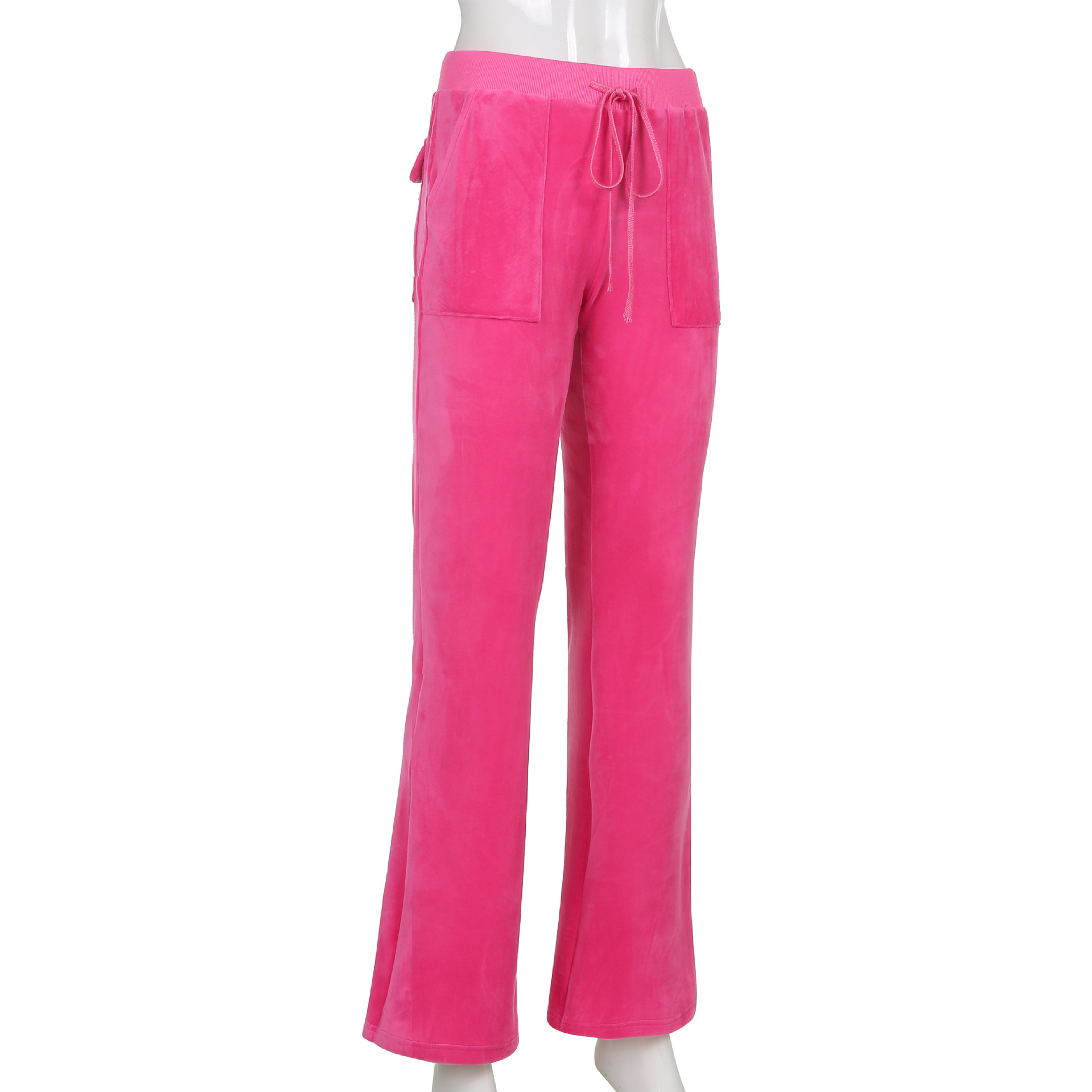 Solid color velvet slim sports suit zipper hood pic 39
