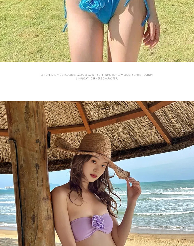 新款泰国泳衣黄色罩衫度假长裙比基尼拍照绝美高级感温泉泳衣-125092详情16