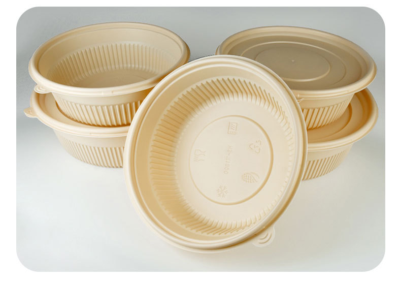 Corn starch lunch box 450 round, biodegradable, disposable takeout packaging box, thickened with lid, eco-friendly fast food box pic 9