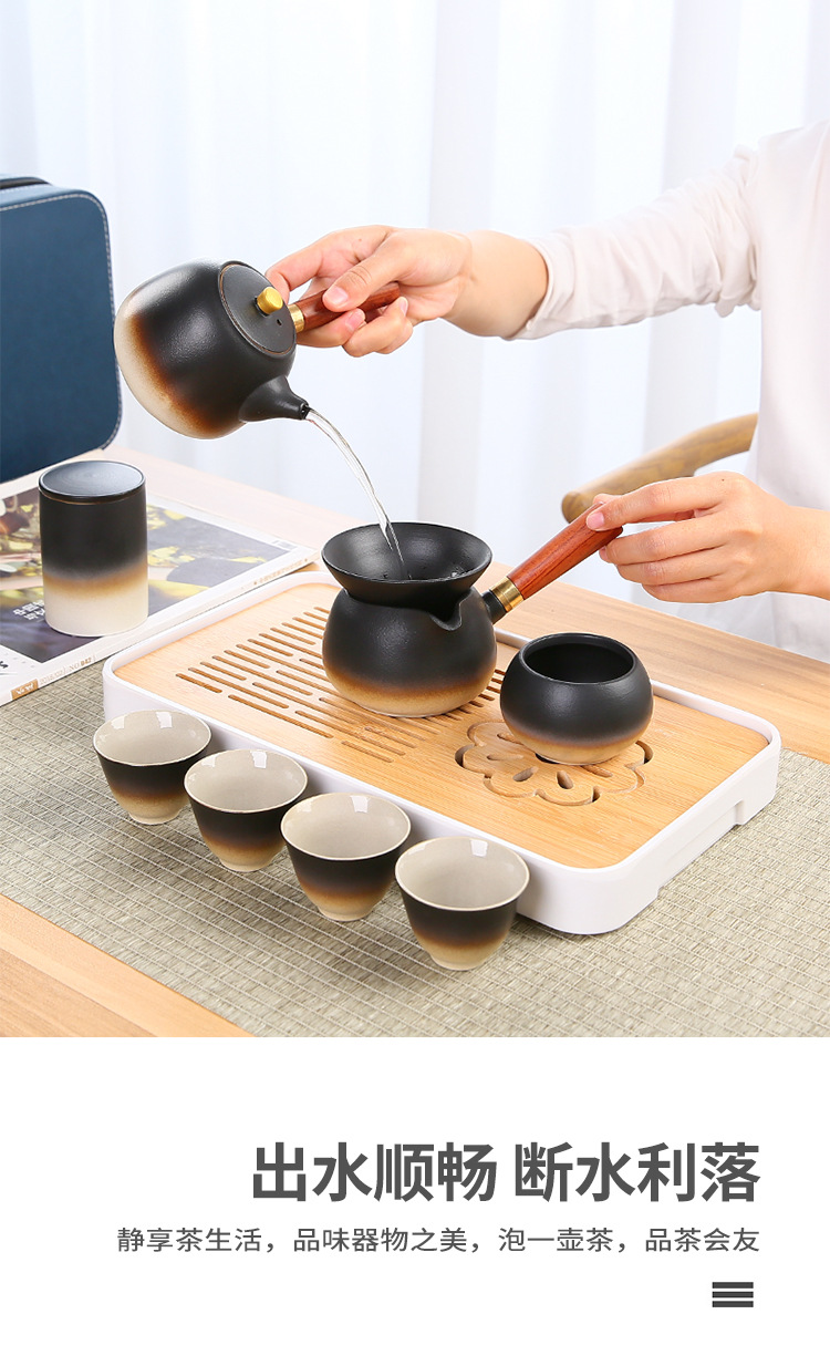 Travel portable black ceramic kung Fu tea set, Japanese teapot and tea cup gift, company opening souvenir pic 17