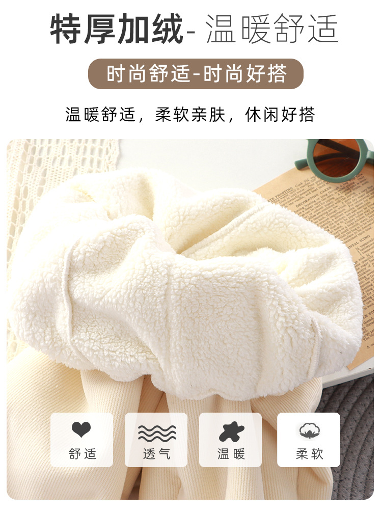 儿童加绒裤子冬季新款特厚欧棉绒中大男童女童灯芯绒长裤一件代发详情2