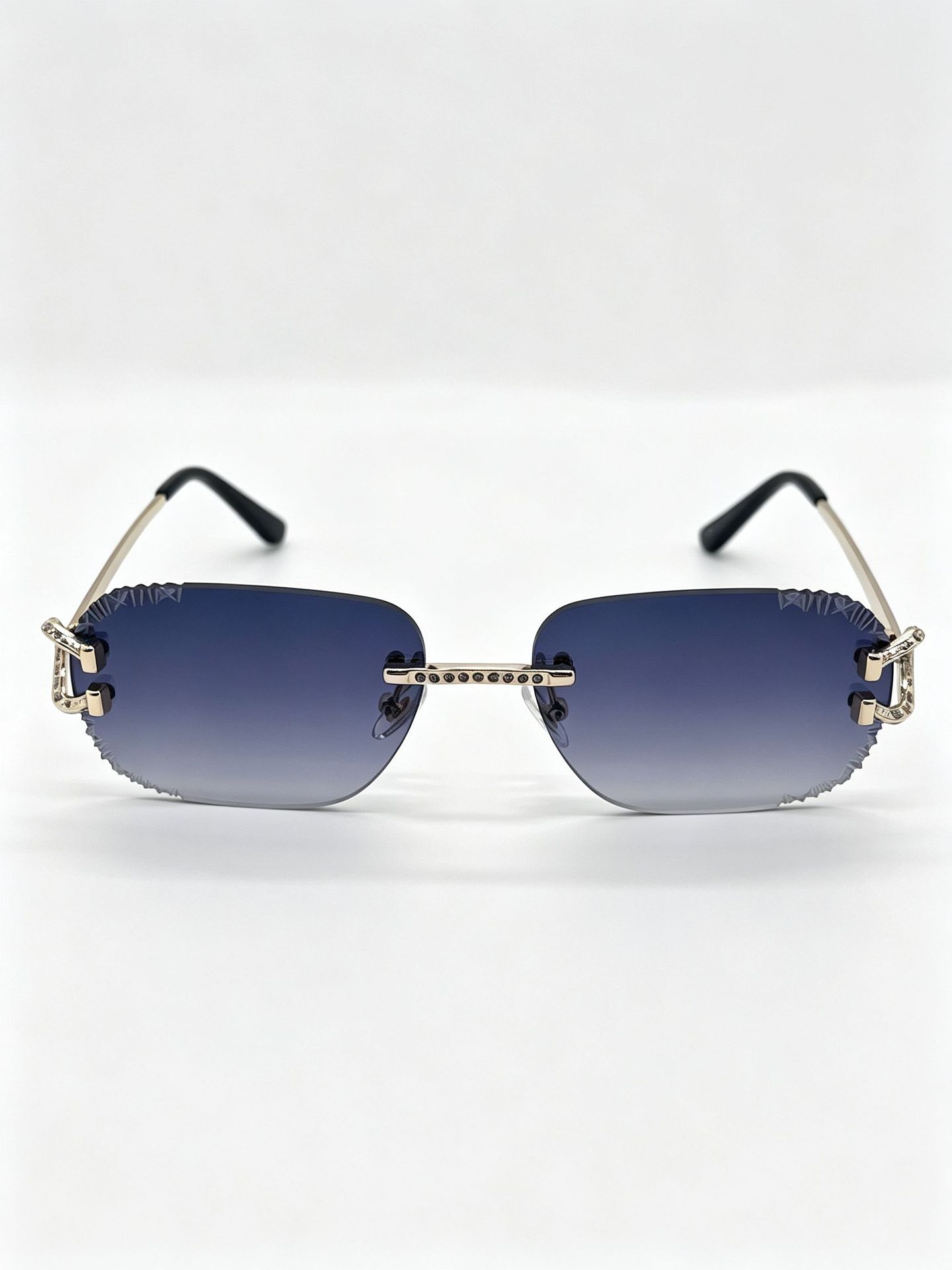 Nuevo crossover sin marco rectangular gafas de sol decorativas gafas de sol de metal patas moda moda moda moda cool gafas hombres y mujeres mismo estilo pic 3