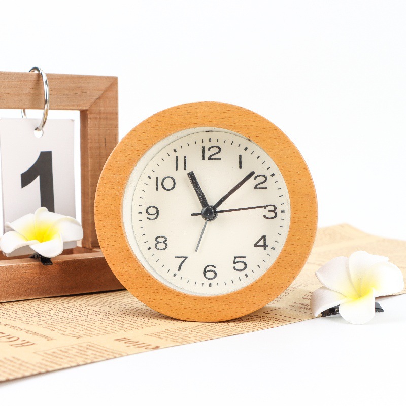 简约实木闹钟原木时钟创意夜光起床神器学生贪睡懒人多功能详情1
