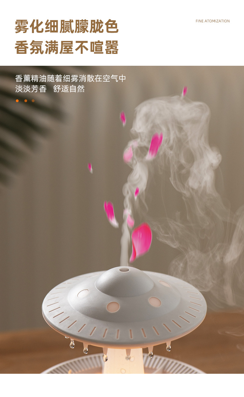 Cross-border new water drop aroma diffuser, humidifier, home thick fog volume, desktop silent remote control essential oil diffuser pic 19