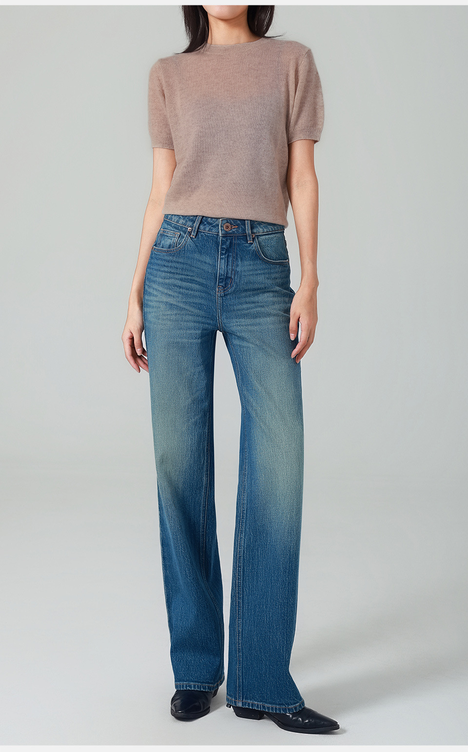 French fries pants/High-waisted Jeans for women, narrow straight-leg pants, elastic retro style, autumn/Winter 25, slimming and casual pic 21