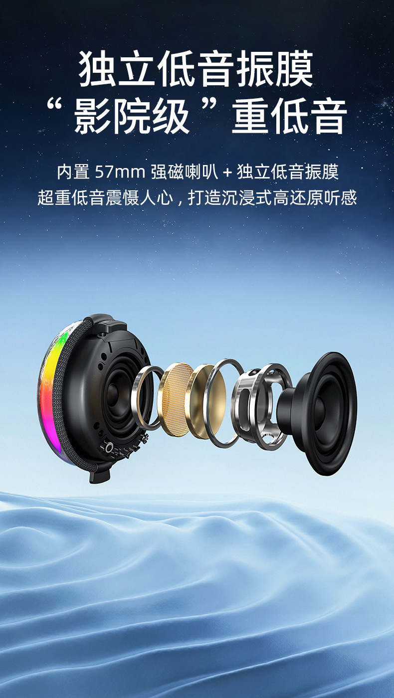 Wireless Bluetooth speaker, portable with handle, fabric waterproof mini speaker, subwoofer, outdoor 2026 new model pic 9