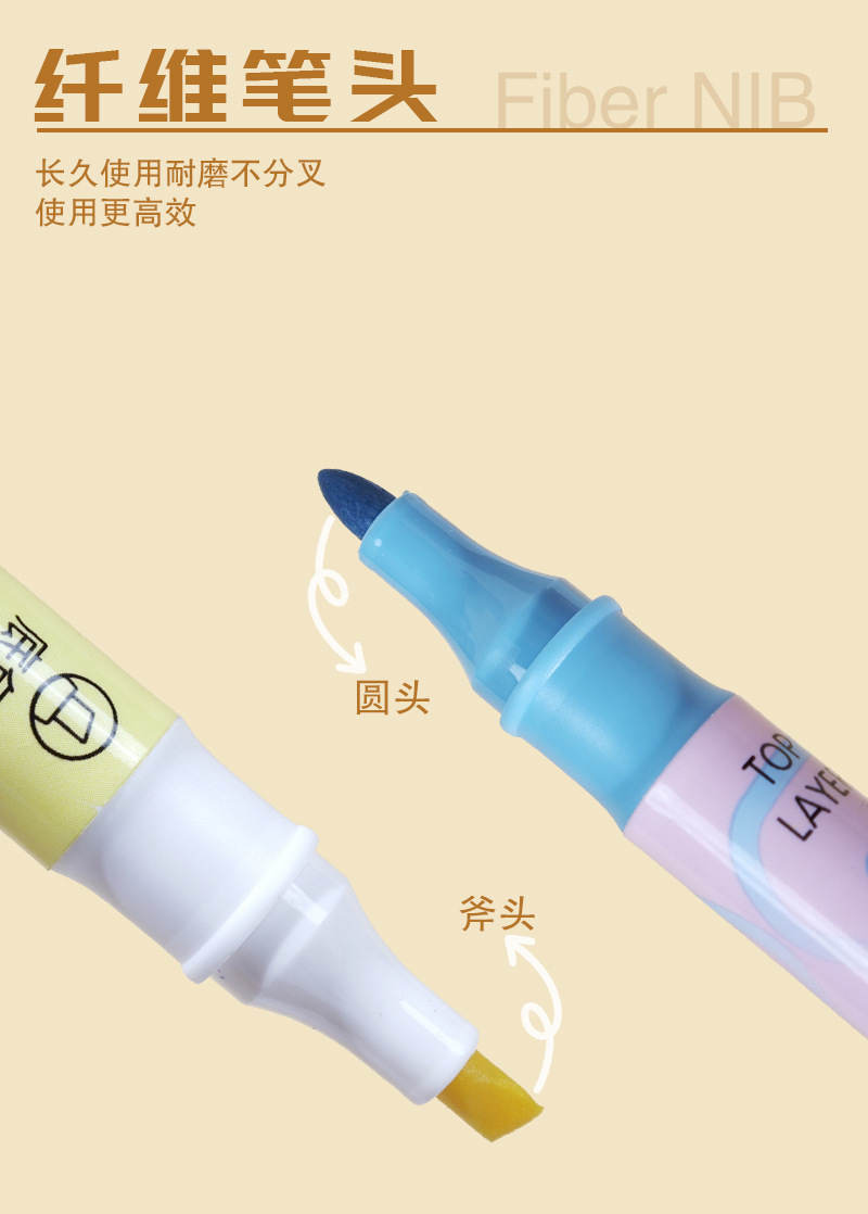 缤雹闪光叠色双头荧光笔学生用划重点做笔记标记笔手帐笔记号笔详情4