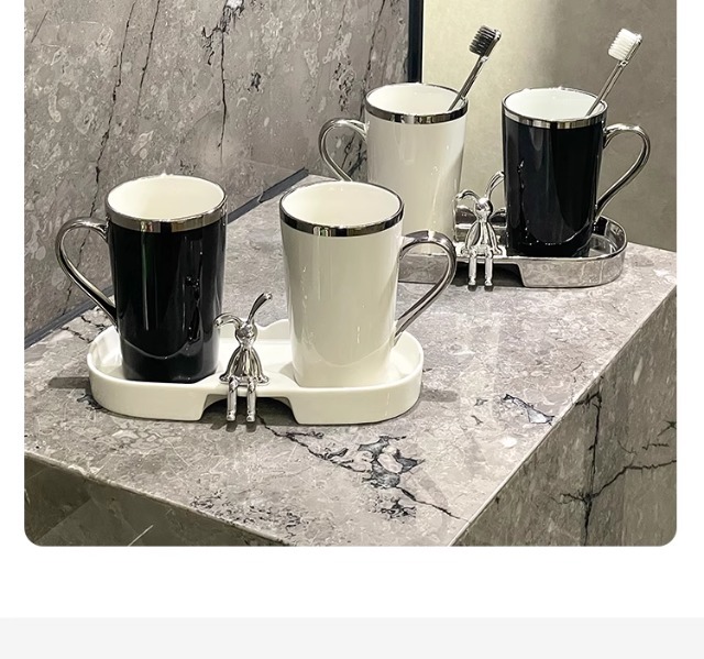 Mouthwash cup, couple brushing cup, light luxury high-end ceramic household dental cup, washbasin cup, high-end toothbrush cup pic 16