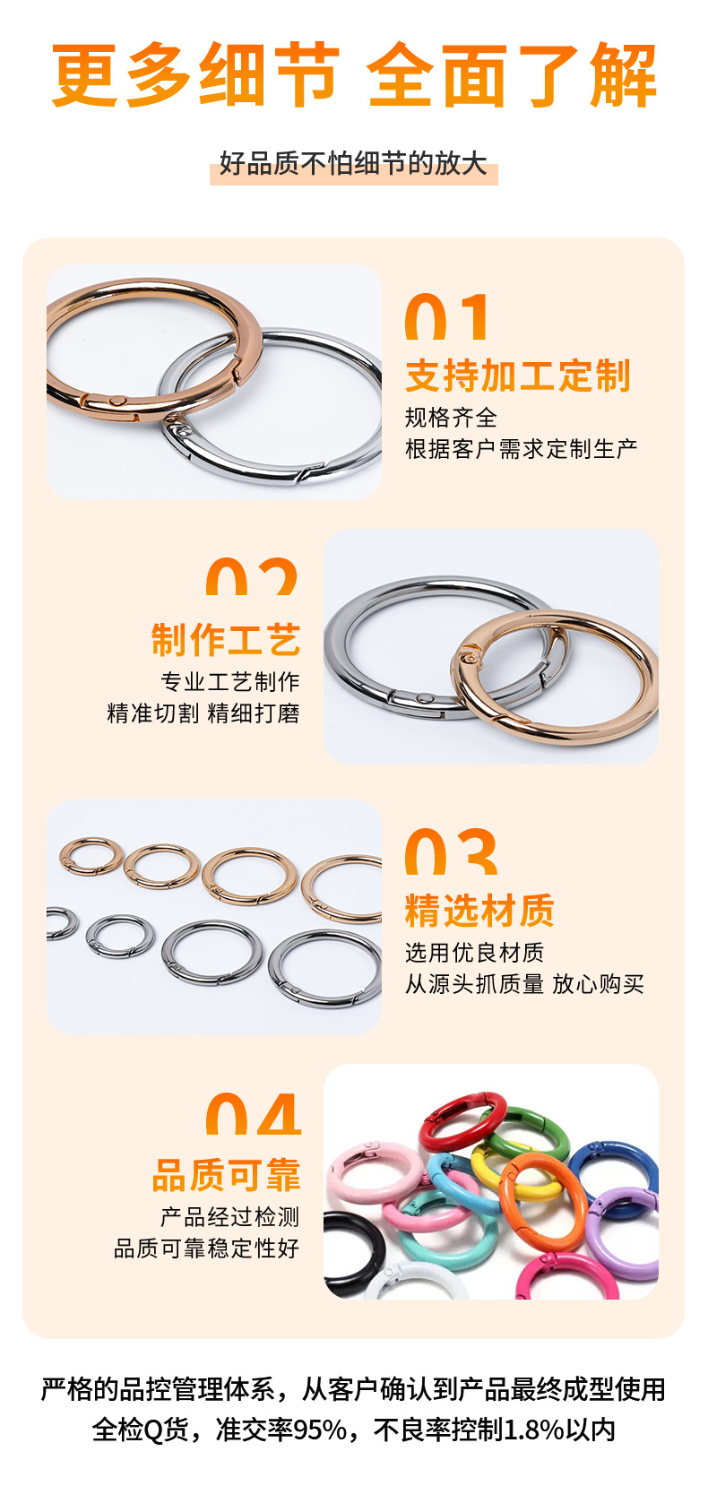 厂家定制圆形锌合金弹簧圈箱包饰品配件钥匙扣圈开口圈量大价优详情8