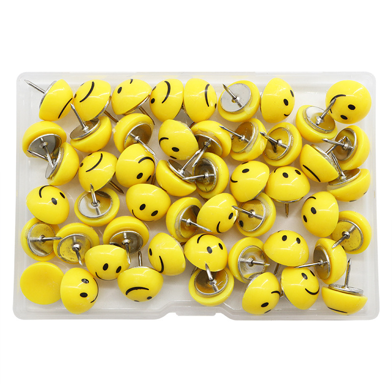 50枚搞怪微笑表情图钉绘画板软木板按钉摁钉拇指图钉DIY照片墙钉详情3