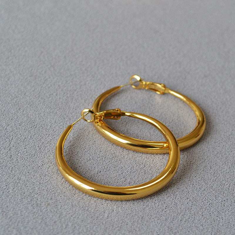 港风圆环耳圈素圈925银针气质通勤百搭高级感耳饰女oversize耳坠详情7