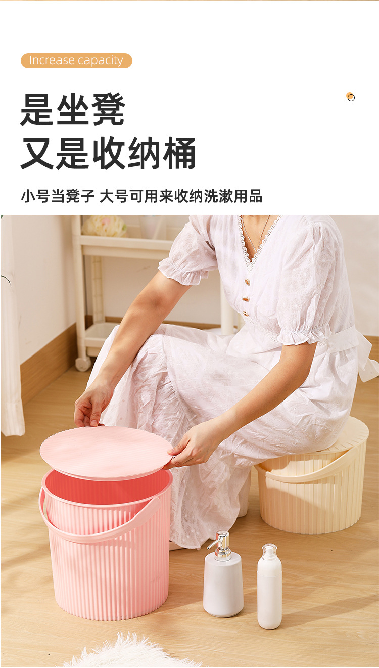 家用手提水桶带盖学生宿舍洗澡桶加厚耐用手提塑料储水圆桶钓鱼桶详情5