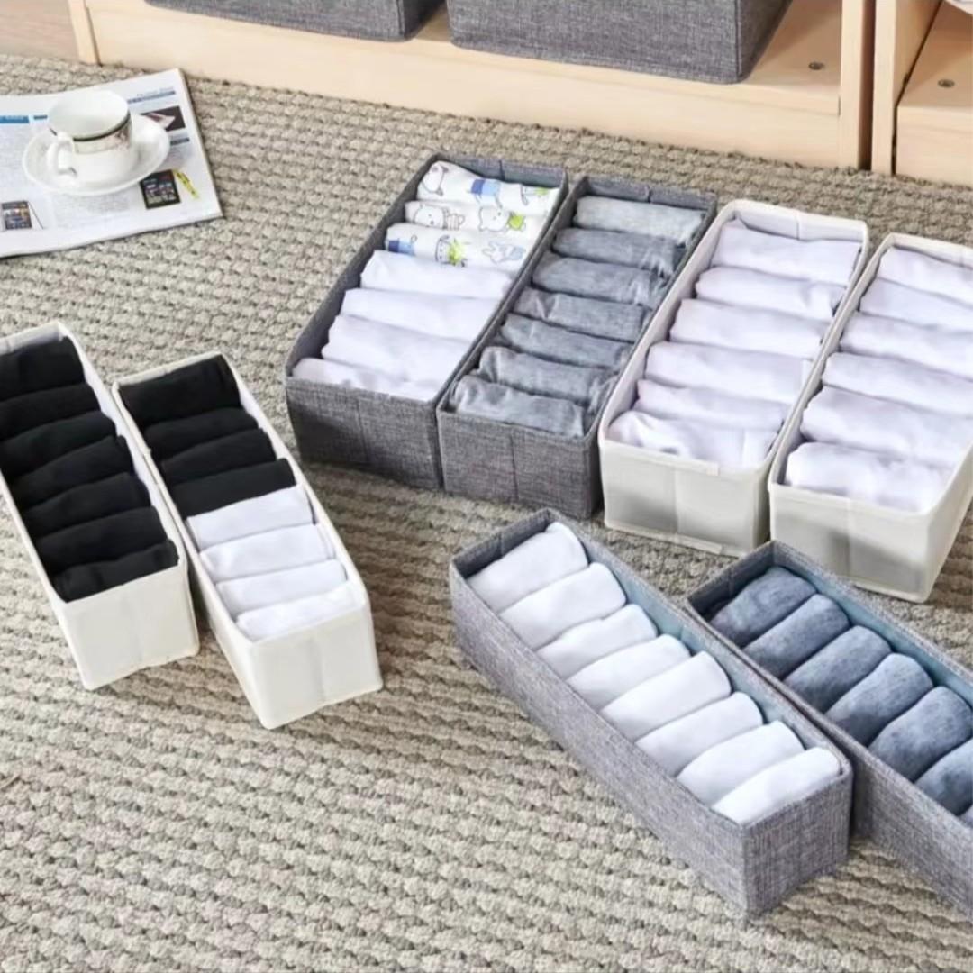 棉麻袜子收纳盒可折叠水洗布艺家用桌面收纳盒衣柜抽屉内裤整理盒详情3