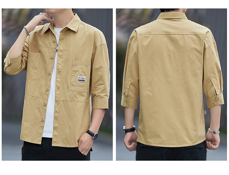 Casual short-sleeved shirt for men, Korean-style trendy 70% shirt, summer cool and stylish workwear top, Japanese-style coat pic 11