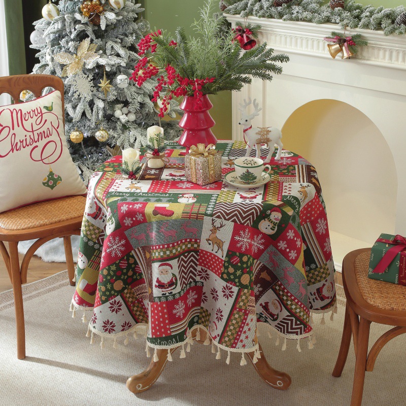 乐轩秀红色新年圣诞节桌布提花加厚轻奢高级氛围感长方形餐桌台布详情11