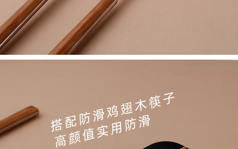 不锈钢筷子勺子套装仿木纹餐具学生外带便携式餐学校上班族收纳盒详情7
