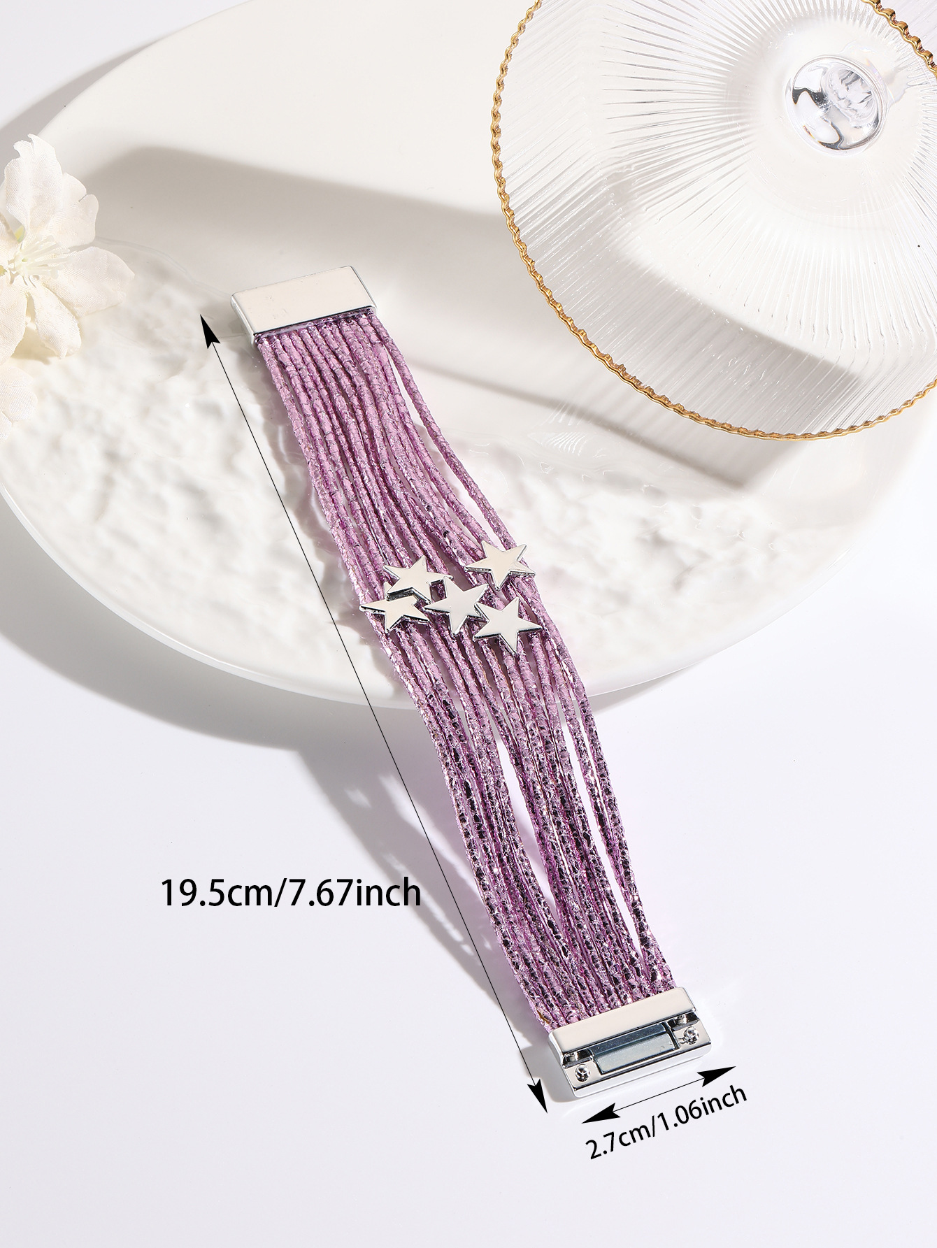 跨境欧美多层皮条手链设计女皮革手镯创意五角星配件磁吸手绳批发详情30