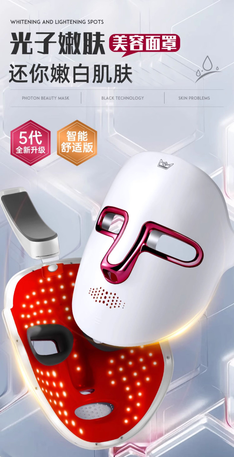 Photon skin rejuvenation device, mask device, facial mask introduction device, red and blue light device, LED mask pic 2