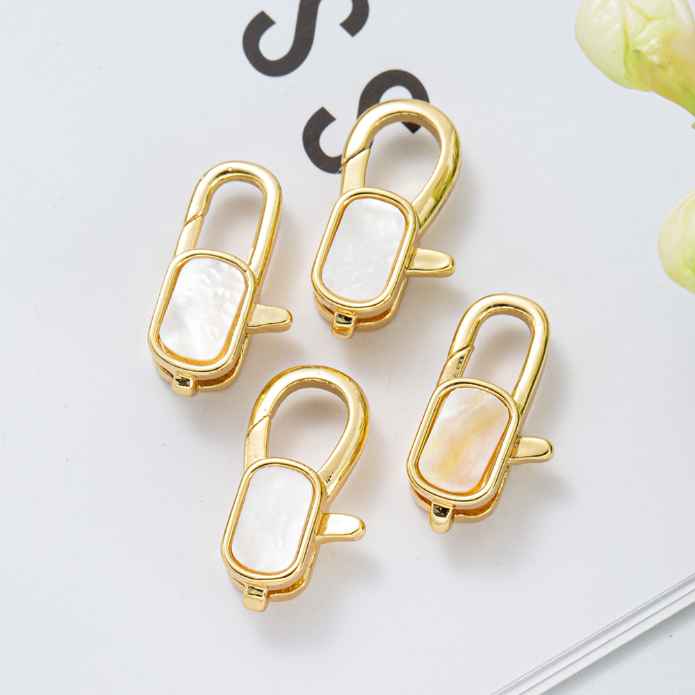 White shell geometric four-leaf clover butterfly Lobster clasp diy necklace bracelet accessory material Decorative clasp End connection clasp pic 12