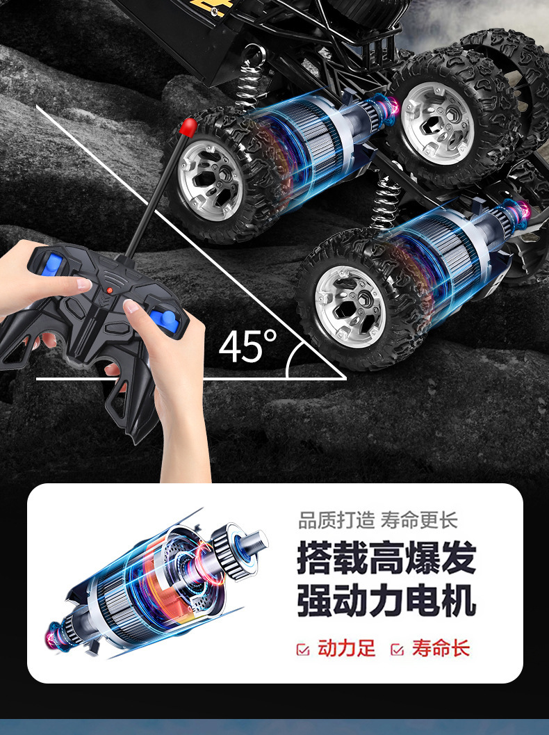 新款遥控大号合金六轮四驱越野大脚攀爬电动男孩儿童汽车批发跨境详情7