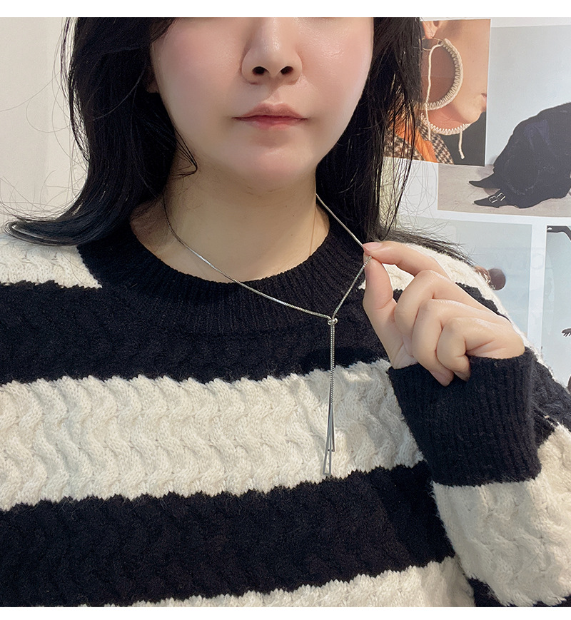 钛钢三角项链女抽拉可调节气质高级感毛衣链小众不掉色锁骨链配饰详情4