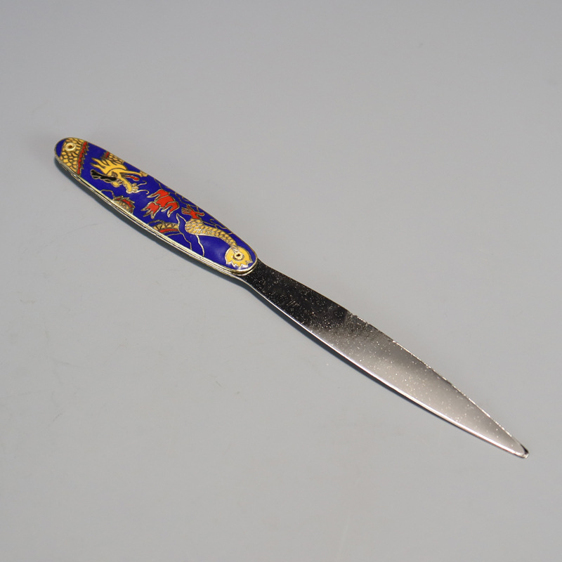 Beijing Cloisonne vintage goods are being exported back to the cultural and recreational collection market. Large flower-and-bird letter openers made of copper body mechanism enamel pic 3