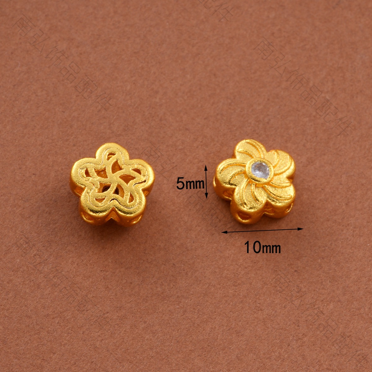 Ancient-style Vietnamese sand gold color retention inlaid zirconium flower bead pendant, bracelet, necklace clasp, DIY jewelry accessories pic 4