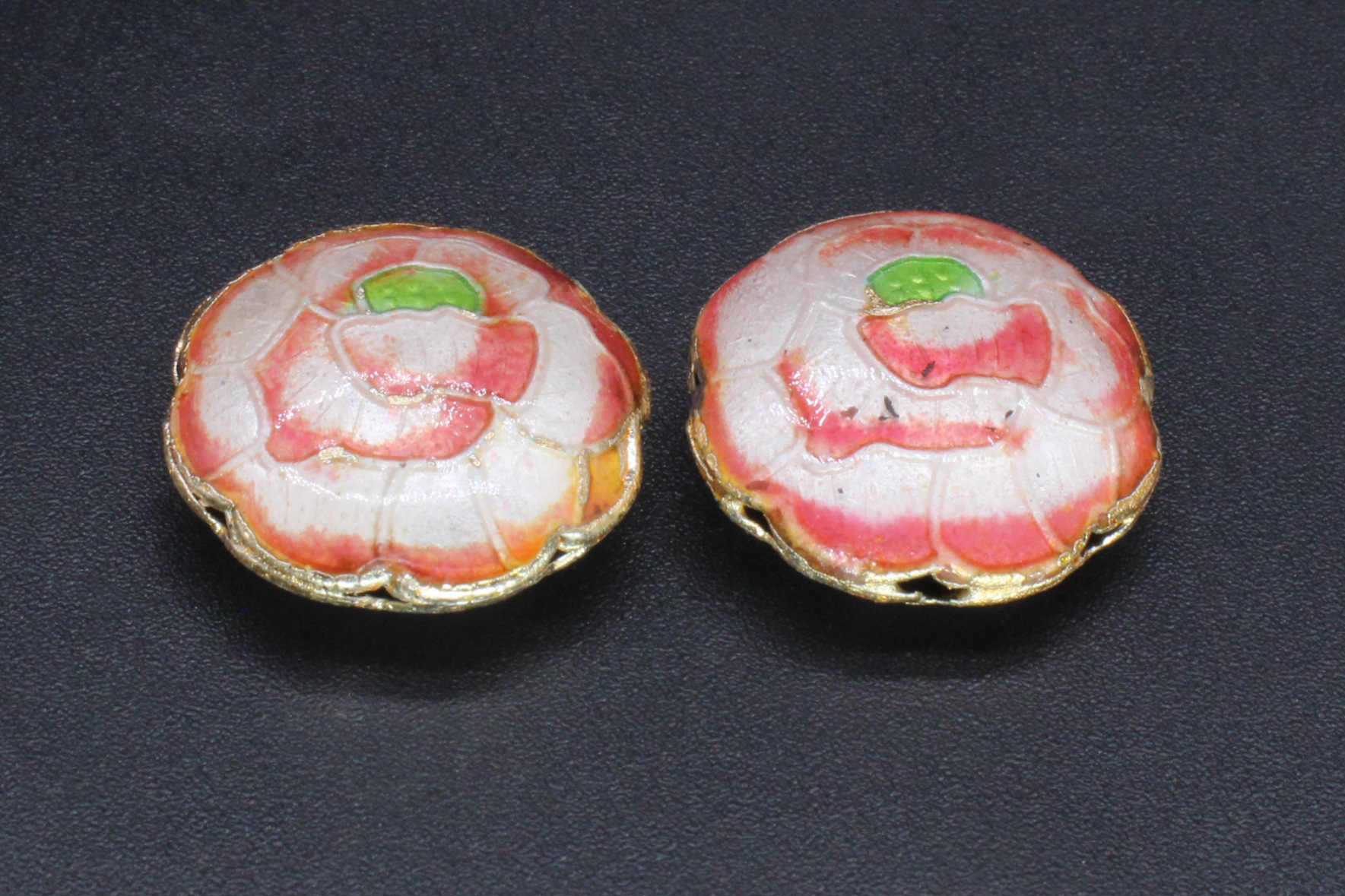 Traditional high-temperature enamel mechanism silver-blue ancient-style jewelry accessory, back cloud partition bead cloisonne 19mm mille-feuille flower pic 7