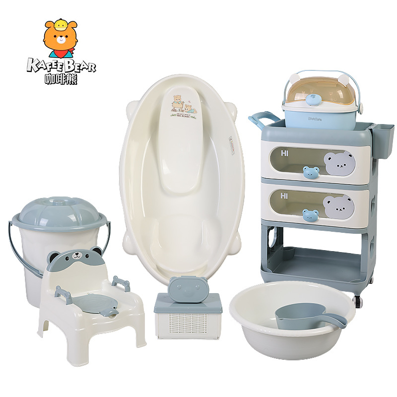 Baby bathtub, cartoon mother and baby gift, thickened bath bed, newborn plastic bath set, storage cabinet, baby pic 6