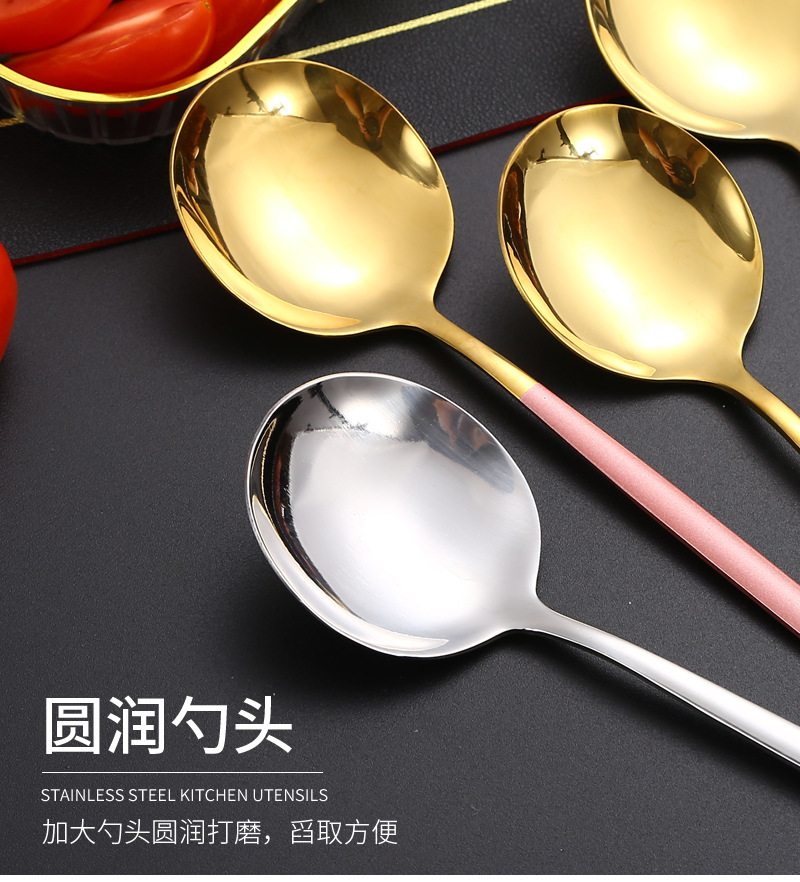 Stainless steel spoons, spoons, promotional gifts, home dining spoons, mixing spoons, creative gift box, tableware six-piece set pic 12