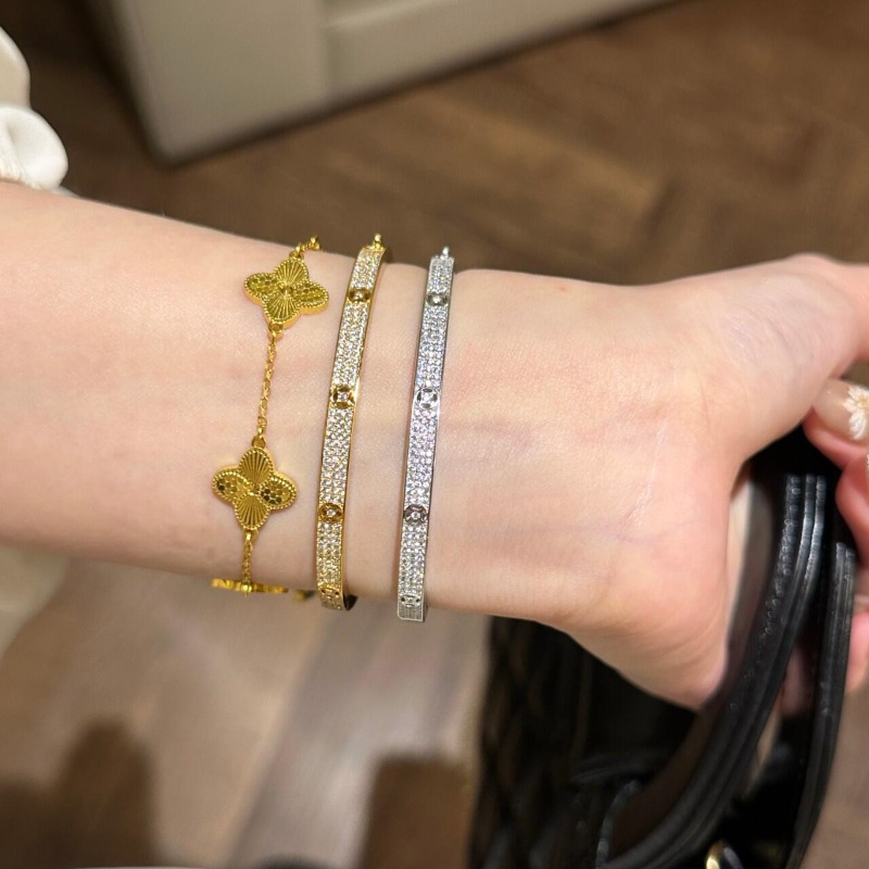 Light luxury French retro new Chinese style half-ring full diamond money bracelet, two-color heavy workmanship exquisite and elegant, versatile bracelet pic 8