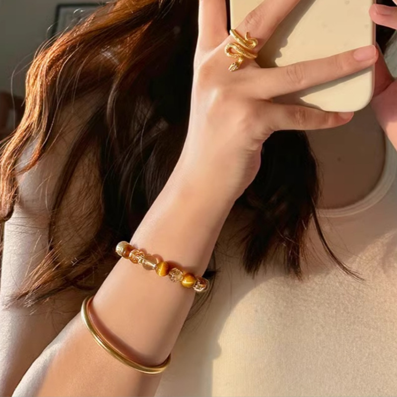 金发晶黄水晶手链黄虎眼石小众设计感黄镂空绣球手串闺蜜生日礼物详情13