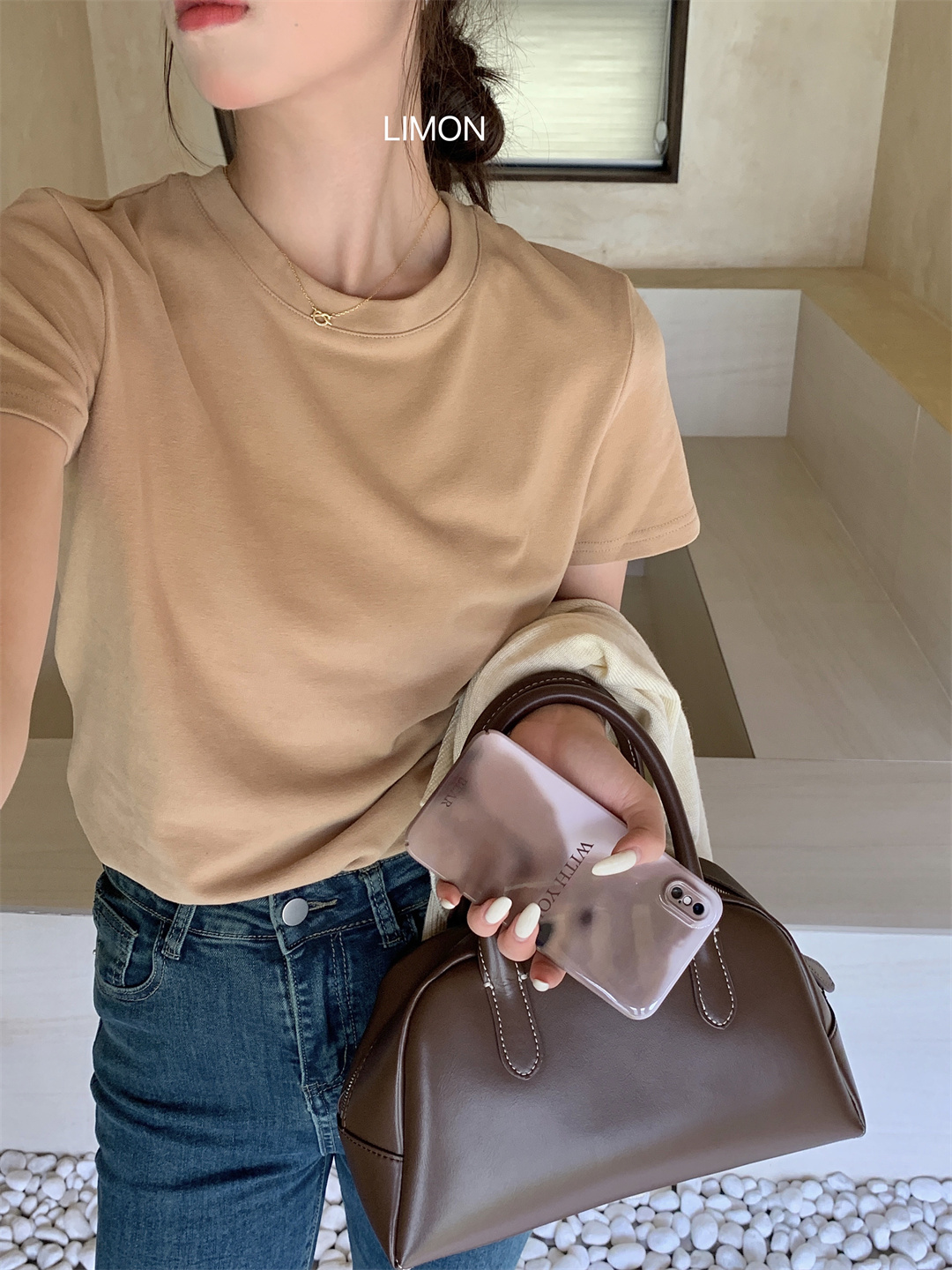 THE LEMON柠檬绿茶正肩磨毛短袖t恤女2024秋季新款百搭上衣打底衫详情29