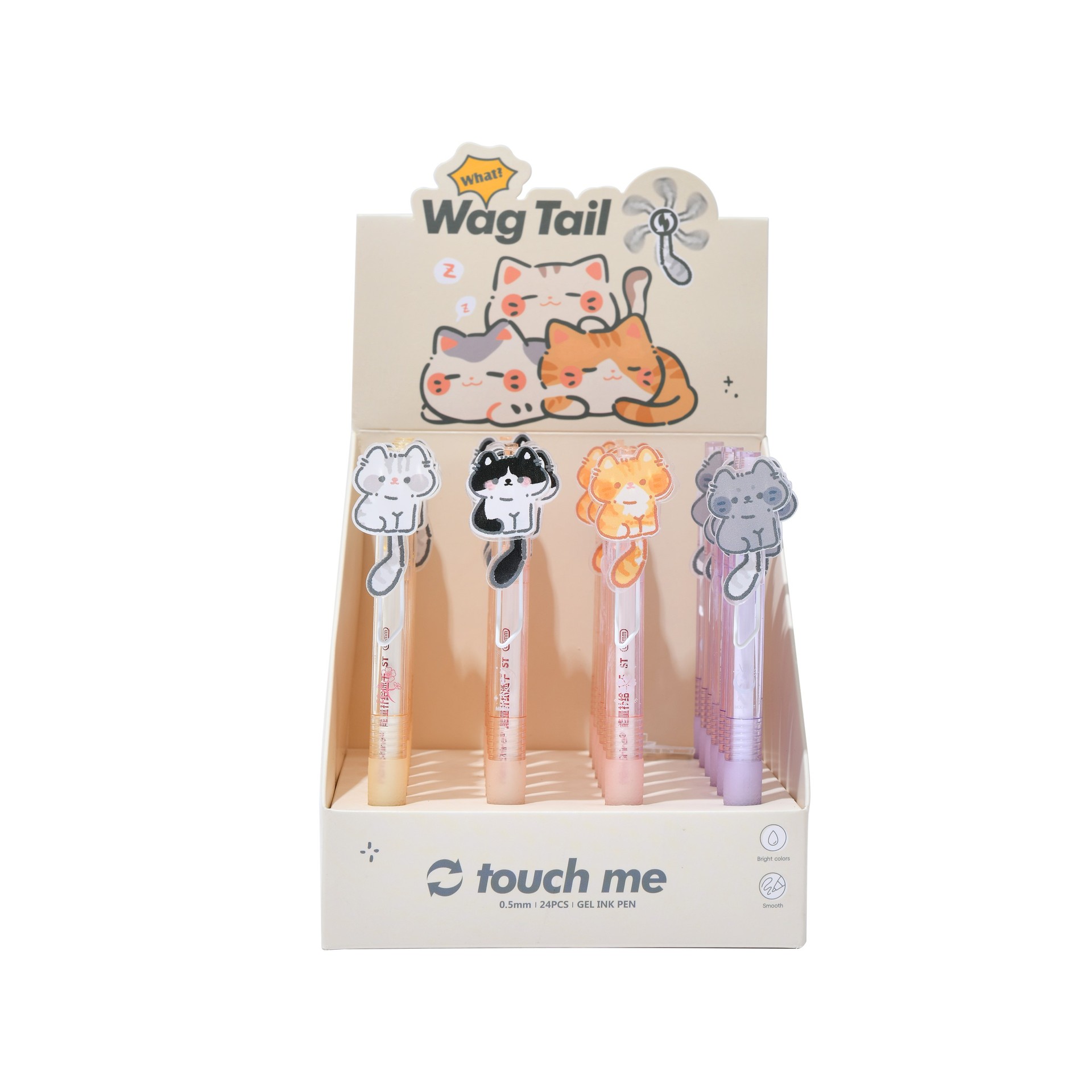New cat tail press gel pen 0.5mm black pen, smooth and cute design for exam writing, anti-slip handle stationery pen pic 2