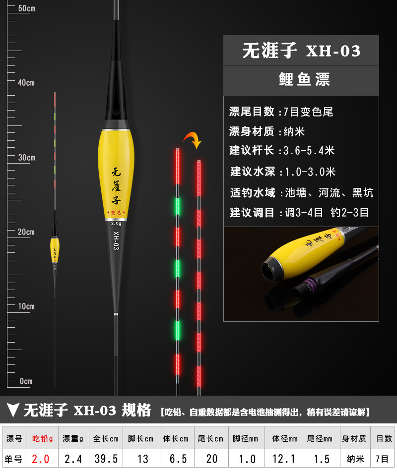 Luminous float bite hook color-changing float large object electronic float night fishing carp float super bright intelligent alarm fishing gear hard tail pic 52
