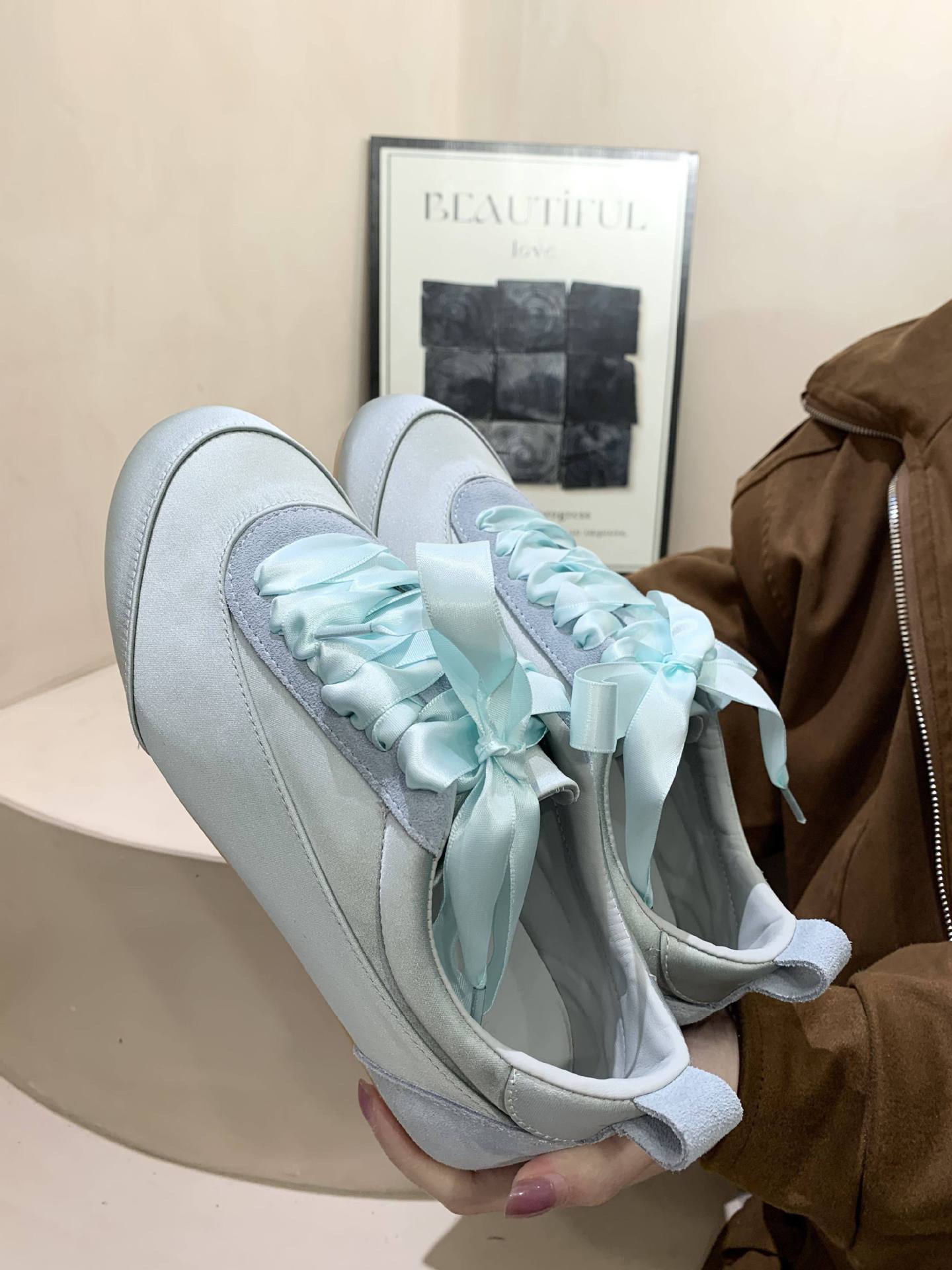 Ballet Satin German Training Shoes for Women 2026 Spring and Autumn New Style, niche design flat fashion casual shoes, pink shoes pic 9