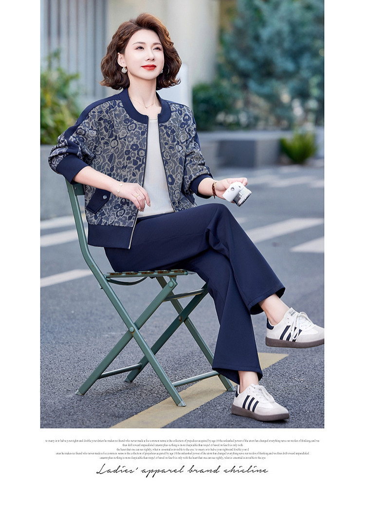 2025春秋时尚减龄妈妈女装休闲运动套装新款中年妈妈运动服两件套详情3