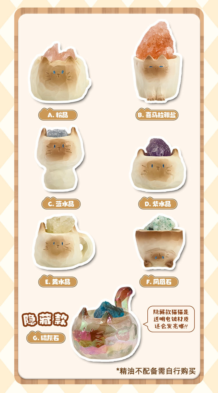 Wholesale of Catcat PAI crystal figurines, blind boxes, cute animal dolls, car decorations and stress-relieving small ornaments pic 4