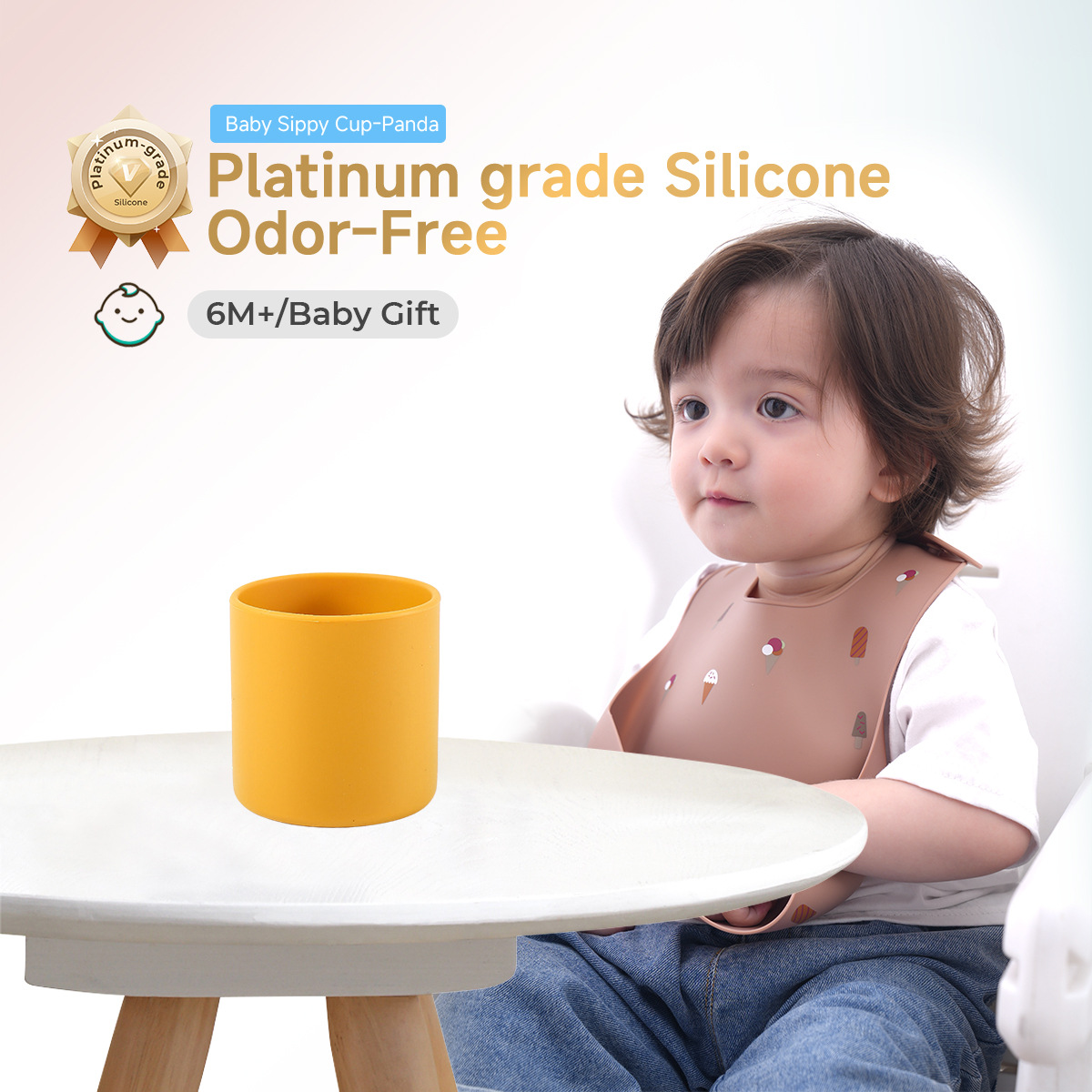 婴幼儿学饮杯现货 跨境防烫加厚食品级硅胶婴儿训练喝水直筒水杯详情1