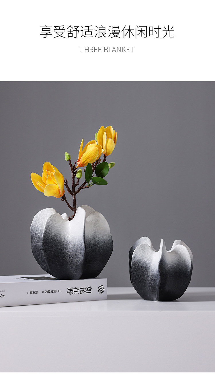2026 New European-style flower arrangement vase, creative and simple ceramic flower vase, living room dining table, dried and fresh flowers, hydroponic decoration, home decoration, vase, ceramic decoration, ceramic vase handicraft, ceramic vase pic 4